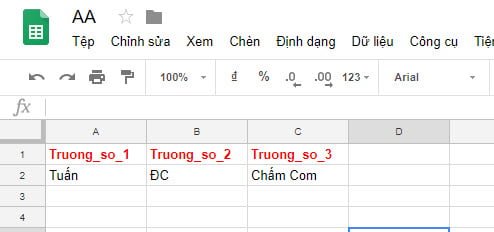 Dữ liệu lập tức được thêm vào Sheet